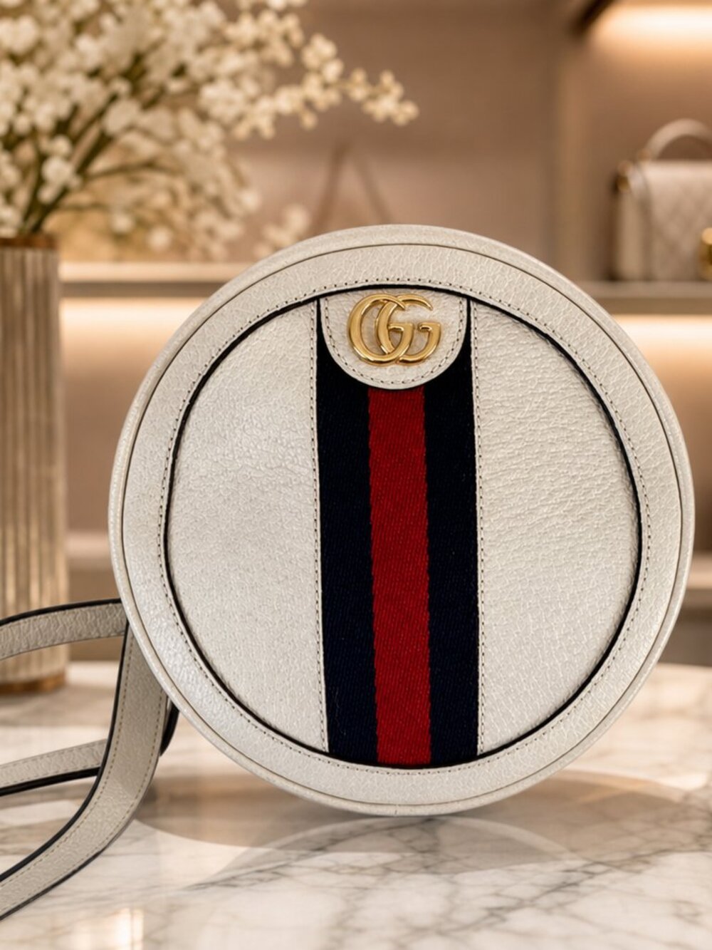 Gucci Mini Ophidia Round Leather Backpack Bag EUC